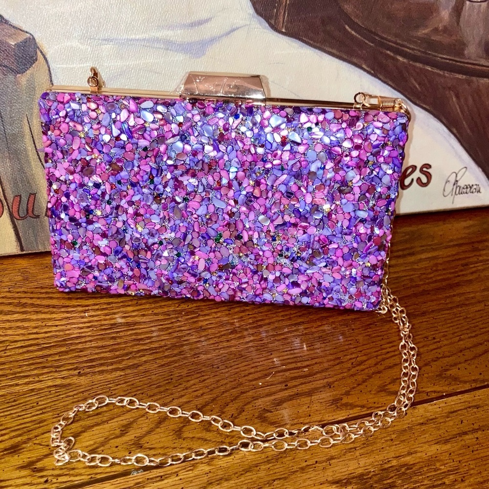 Embellished Crossbody/Clutch NWOT Purples, Pink and Rhinestones   - - Picture 16 of 16